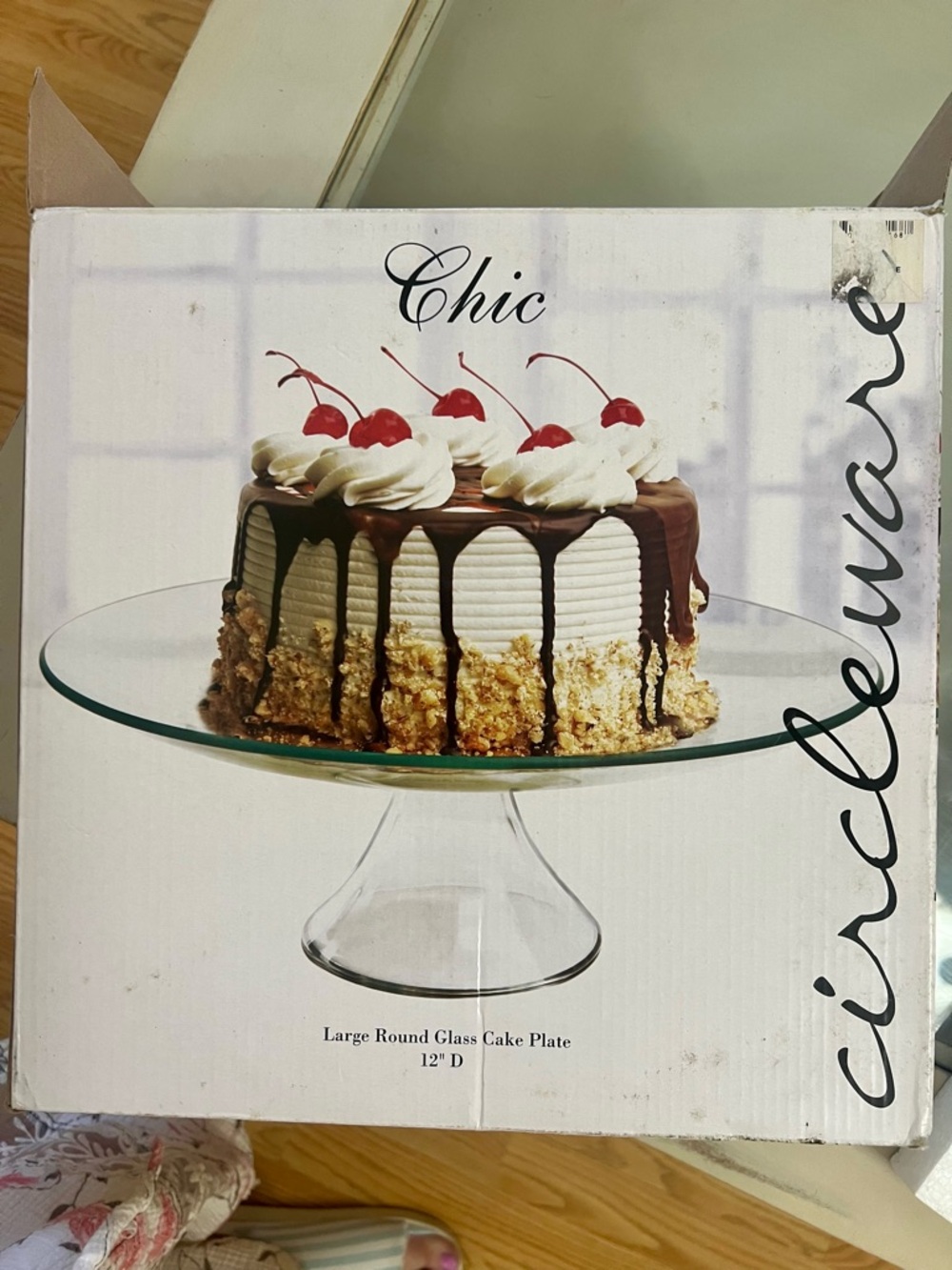 Circleware Large 12” D Round Glass Cake Plate